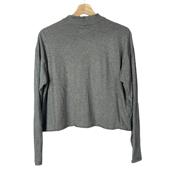 Aerie Light Gray Mock Neck Long Sleeve Cropped T-Shirt S - Picture 3 of 6